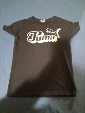 Puma Boys Graphic Tee Black Short Sleeve T Shirt Size 8